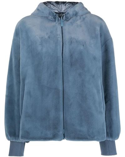 Emporio Armani Faux-fur Hooded Jacket - Blue