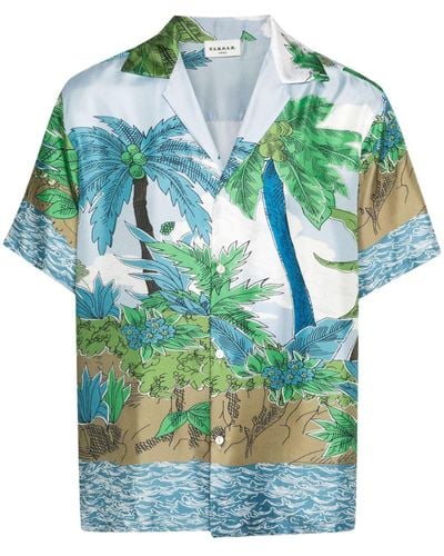 P.A.R.O.S.H. Palm Tree-print Bowling Shirt - Blue