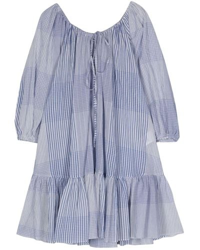 Semicouture Check-pattern Mini Dress - Blue