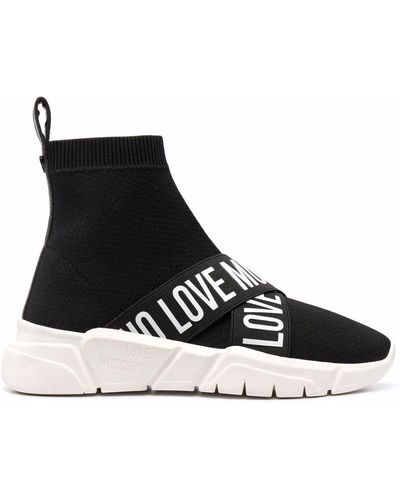 Love Moschino Sock-Sneakers mit Logo - Schwarz