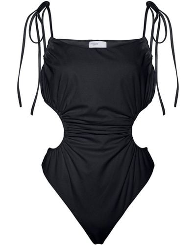 Rosetta Getty Ruched Cut-out Swimsuit - Black