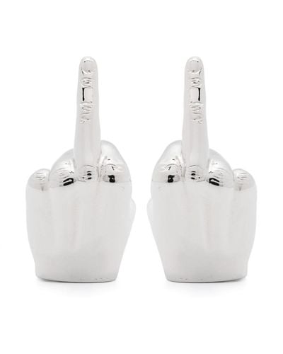 Y. Project Hand-Ohrringe mit poliertem Finish - Weiß