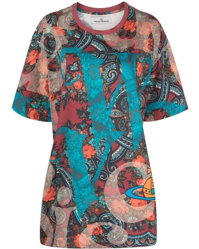 Vivienne Westwood Floral-print Cotton T-shirt - Blue