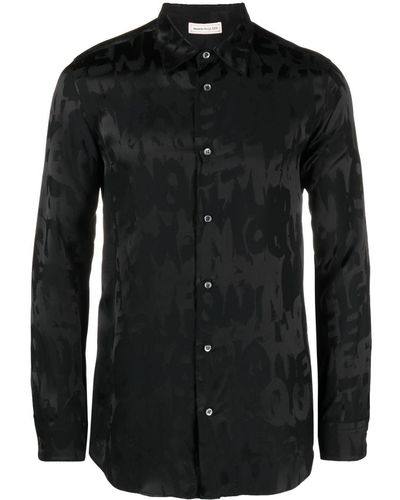 Alexander McQueen Camisa Graffiti con logo en jacquard - Negro