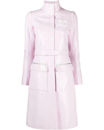 Courreges Logo-patch Trench Coat - Pink
