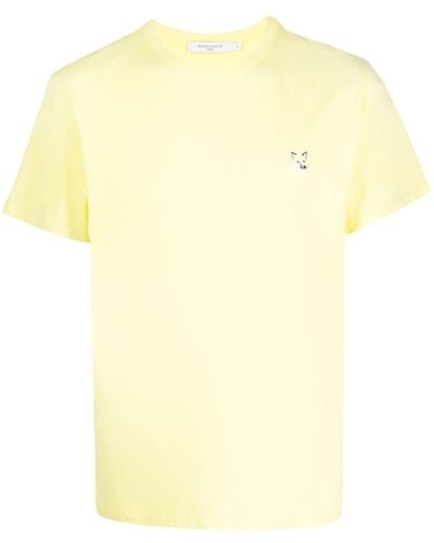 Maison Kitsuné Cotton T-shirt With Fox Patch - Yellow