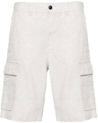 BOSS Linen-blend Cargo Shorts - White