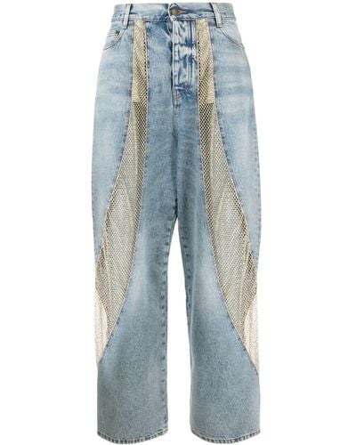 DARKPARK Mesh-panel Wide-leg Jeans - Blue