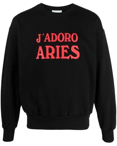 Aries Katoenen Sweater Met Print - Zwart