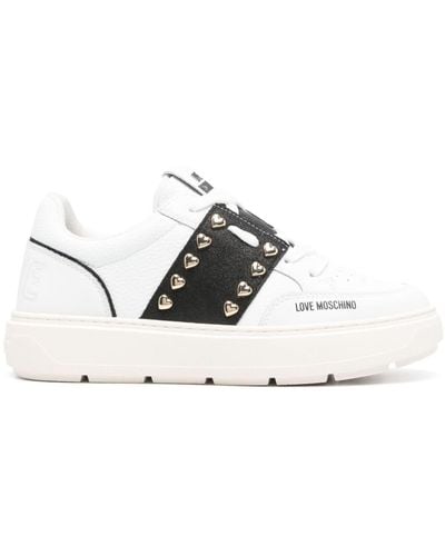 Love Moschino Sneakers mit Glitter-Optik - Weiß