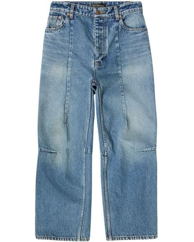 Balenciaga Cropped-Jeans mit Stone-Wash-Effekt - Blau
