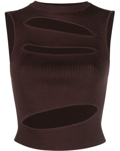 Christopher Esber Cut-out Ribbed-knit Top - Brown