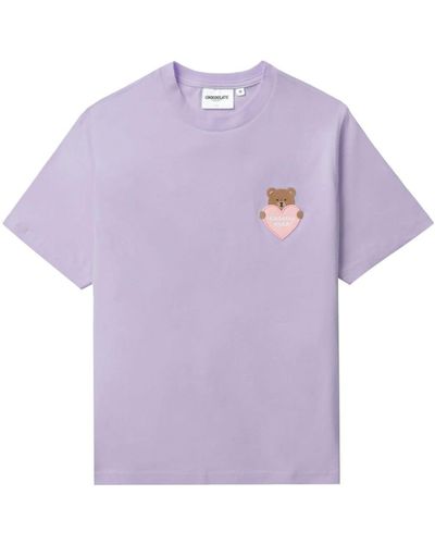 Chocoolate T-shirt Chocoo Bear con ricamo - Viola