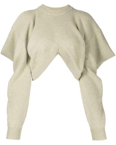 Alexander Wang Draped-sleeve Knit Sweater - Natural