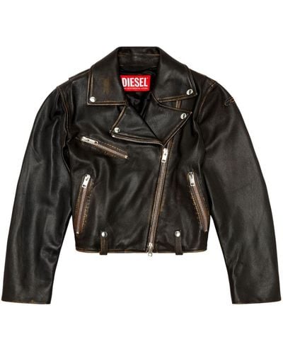 DIESEL Leren Jack - Zwart