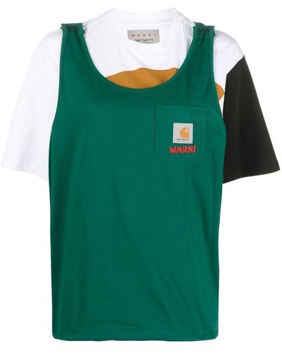 Marni T-Shirt in Colour-Block-Optik - Grün