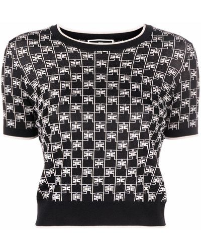 Elisabetta Franchi Top Met Jacquard - Zwart