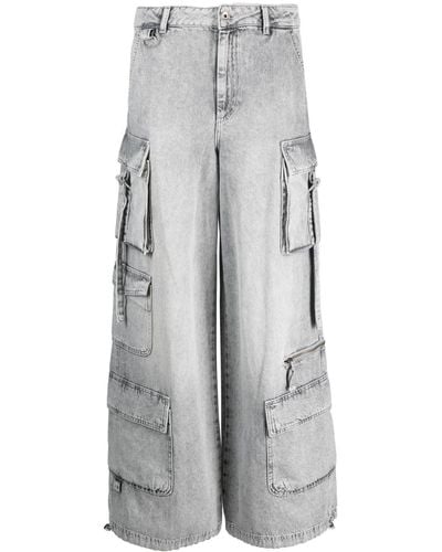 Patrizia Pepe High-waisted Cotton Cargo Trousers - Grey