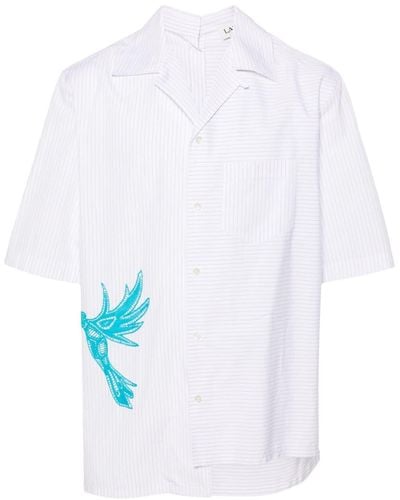 Lanvin Asymmetric pinstriped cotton shirt - Blanc