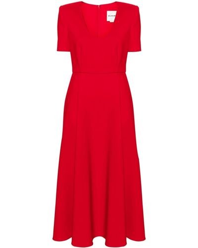 Roland Mouret A-line Crepe Midi Dress - Red
