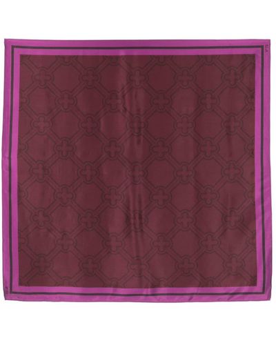 V73 Foulard en soie à motif géométrique - Violet
