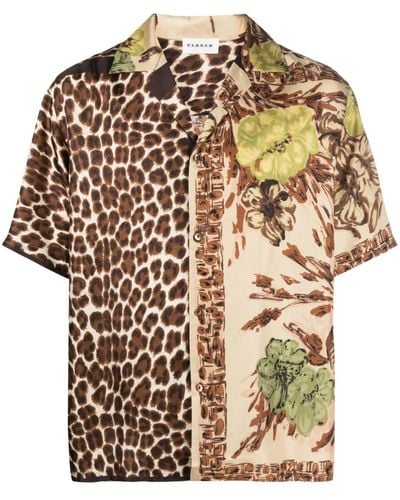 P.A.R.O.S.H. Camisa con estampado de leopardo y manga corta - Blanco