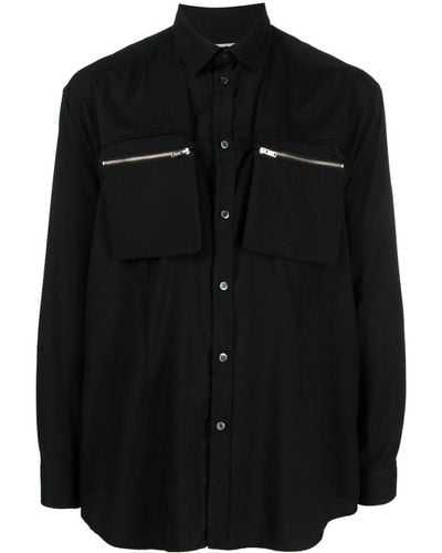 Undercover Zip-pocket Long-sleeve Shirt - Black