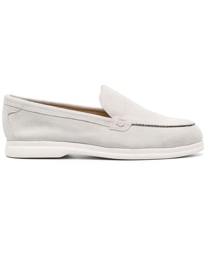 Doucal's Chain-link Detailed Suede Loafers - White