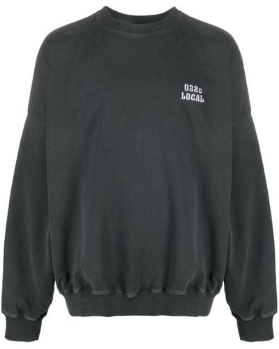 032c Logo-embroidered Organic Cotton Sweatshirt - Gray