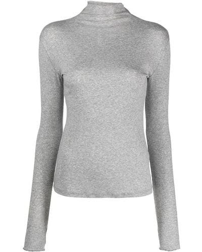 Filippa K Ribbed Mock-neck Top - Gray