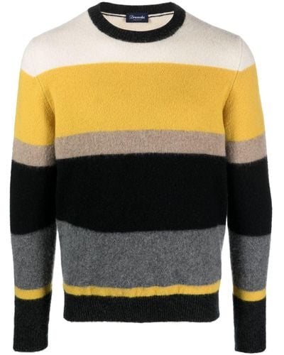 Drumohr Stripe-pattern Wool Jumper - Grey