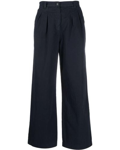 A.P.C. Wide-leg Cotton Pants - Blue