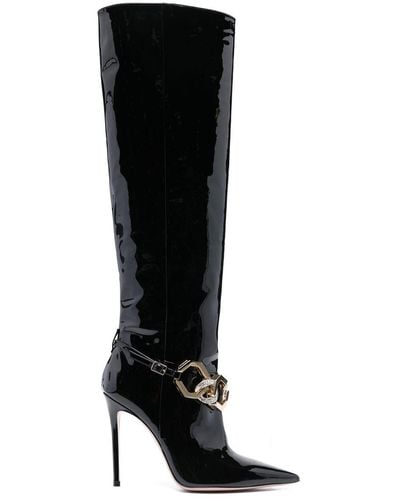 Gedebe Stassie Patent 115mm Heeled Boots - Black