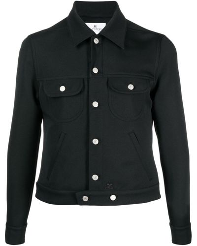 Courreges Classic-collar Cotton Jacket - Black