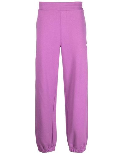 MSGM Pantalon de jogging en coton à logo imprimé - Violet
