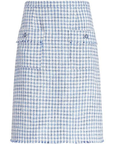 Etro Tweed Sheath Midi Skirt - Blue