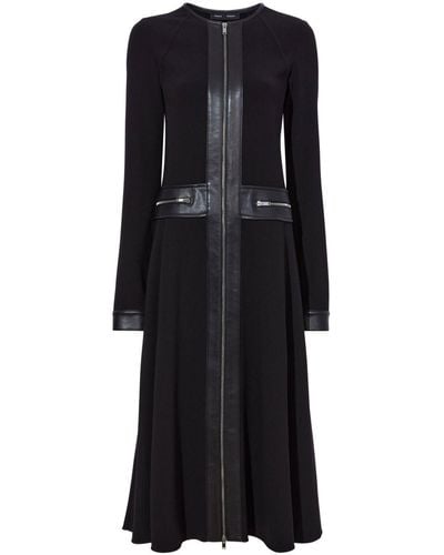 Proenza Schouler Faux-leather Trim Long-sleeved Midi Dress - Black