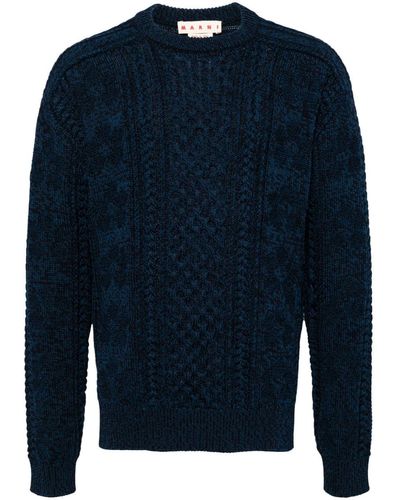 Marni Cable-knit Cotton Sweater - Blue