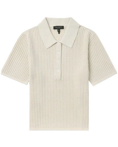 Rag & Bone Pointelle-knit Polo Top - White
