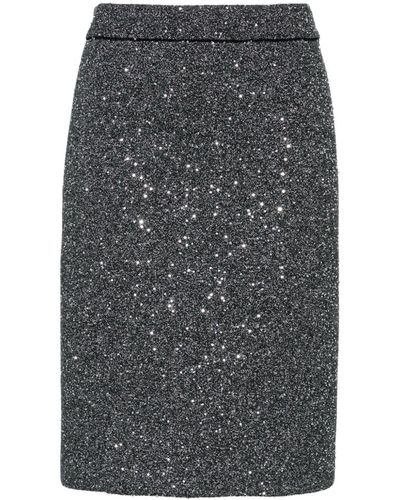 Gucci Sequin A-line Knit Skirt - Women's - Polyester/polyamide/metallic Fibre/elastaneviscose - Gray