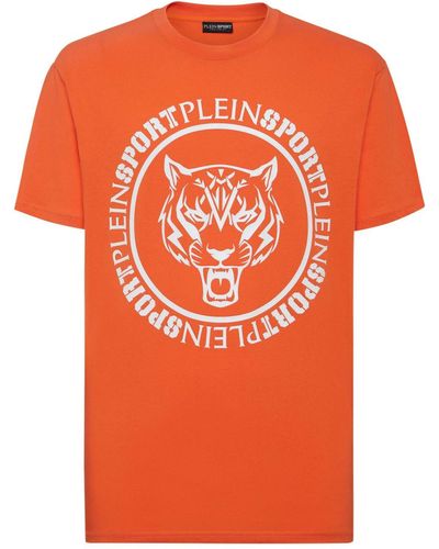 Philipp Plein Carbon Tiger-print Cotton T-shirt - Orange