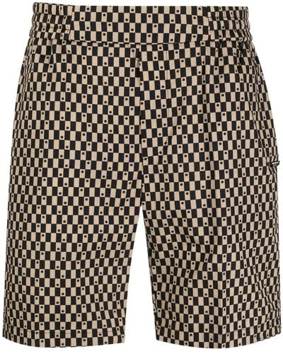 CoSTUME NATIONAL Logo-plaque Checked Dotted Shorts - Black