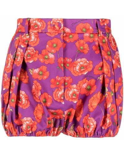 Dolce & Gabbana Floral Print High-waisted Shorts - Red
