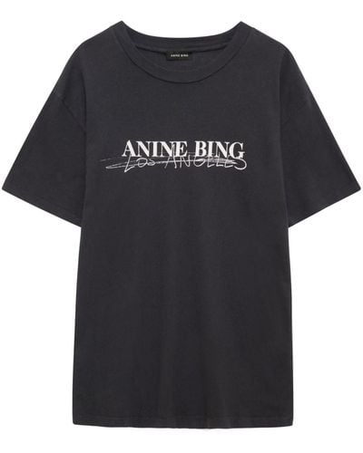Anine Bing Walker T-shirt Met Logoprint - Zwart