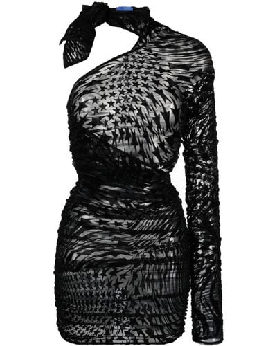 Mugler スター メッシュ アシンメトリー ドレス - ブラック