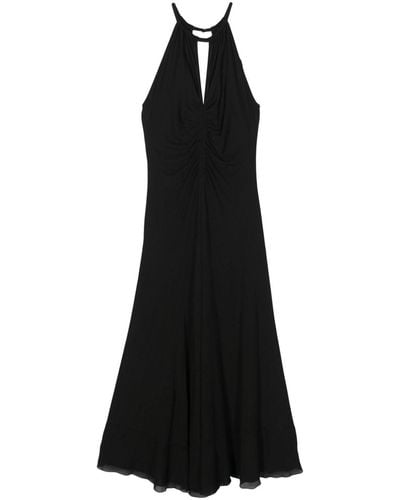 Twin Set Keyhole-neck Midi Dress - Black