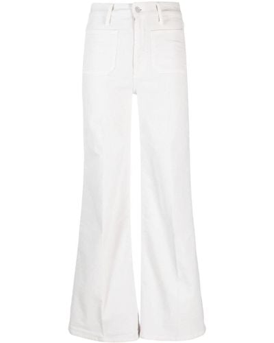 Mother Flared Cotton Trousers - White