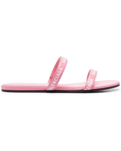 Balenciaga Double Logo-strap Slides - Pink