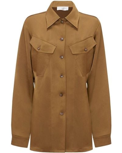 Victoria Beckham Long-sleeve Chest-pockets Shirt - Brown