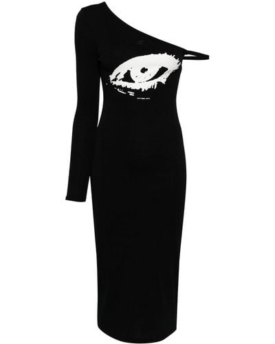 Courreges One-shoulder Midi Dress - Black
